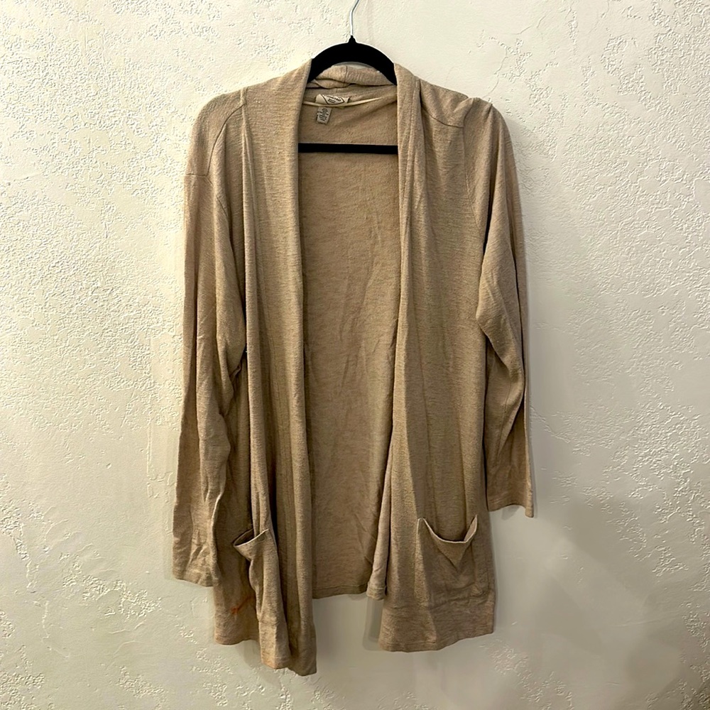 Cream cardigan tunic with pockets